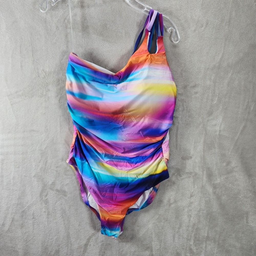 La Blanca Swimsuit‎ Sunset Shores Strappy One Shoulder One Piece Plus Size 16W
